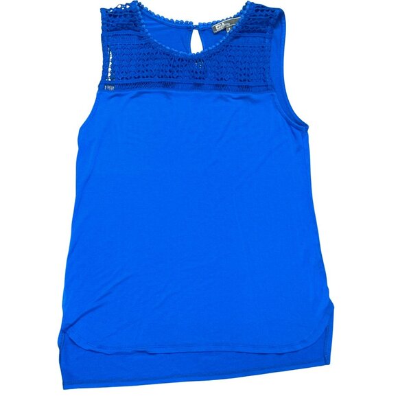 89th and Madison Small Blue Knit Chiffon Tank Top Lightweight Layer Blouse - Picture 10 of 10